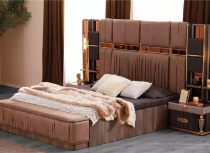 Bedroom Suite Luxury Double bed bed base Bed Set 3-piece beige